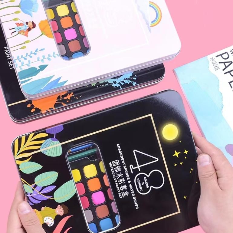 

Byp-27 <Cod> 48 Cat Air Lukis Solid Watercolor Paint Set/Cat Air Padat Tas Flanel Gratis At Air Warna 36 Dan 48 Warna /Alat Cat Air Warna Per Set Kaikki Cat Air Watercolor Set - 36/48 Warna Water Color Alat Cat Air Lukis Set Byp-27