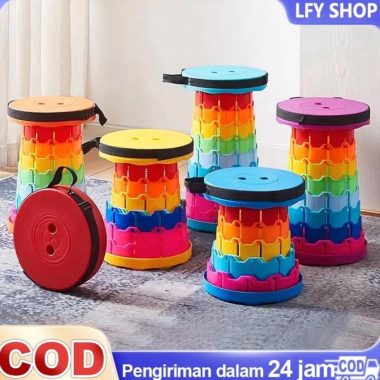 LFY Bangku Lipat Kursi Lipat Portable Bangku Teleskopik Plastik Tinggi Dapat Disesuaikan