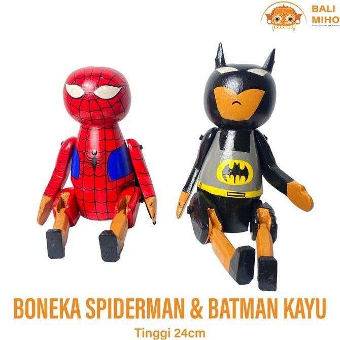 $$$$] Boneka Spiderman Kayu - Boneka Batman Kayu - Boneka Kayu - Boneka
