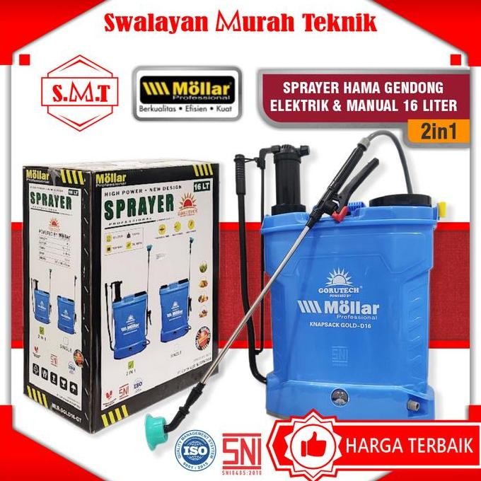 ~~~~~] Sprayer Hama Elektrik 16 Liter MOLLAR Knapsack 16L 2in1 Aki Manual SNI