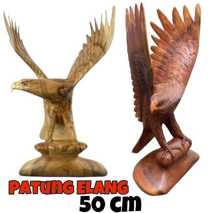 langsung order saja] Patung Burung Elang 50 cm Kayu - Patung Elang Patung Burung Garuda