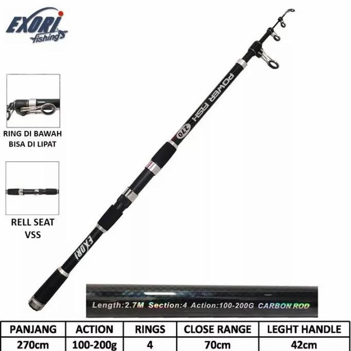 Joran Antena Surf Casting Exori Power Fish 270 300 360 390 420 cm