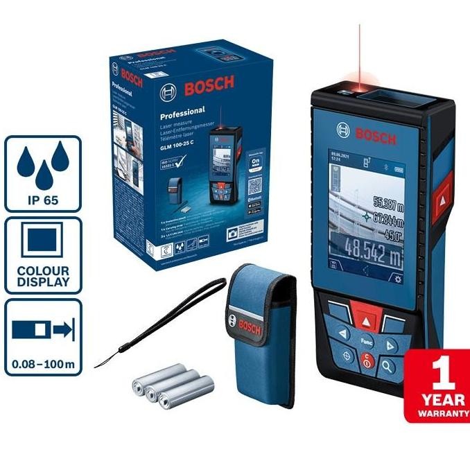 Bosch GLM 100-25 C Meteran Laser 100 Meter GLM100-25C Measure Range