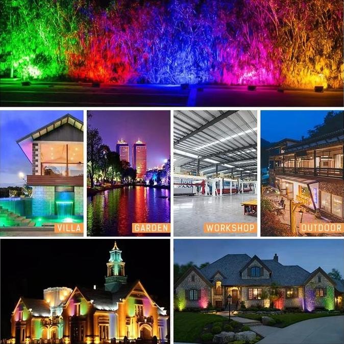 Lampu Sorot LED RGB Tipe SMD 50 Watt 220V Floodlight Slim Waterproof Outdoor Indoor