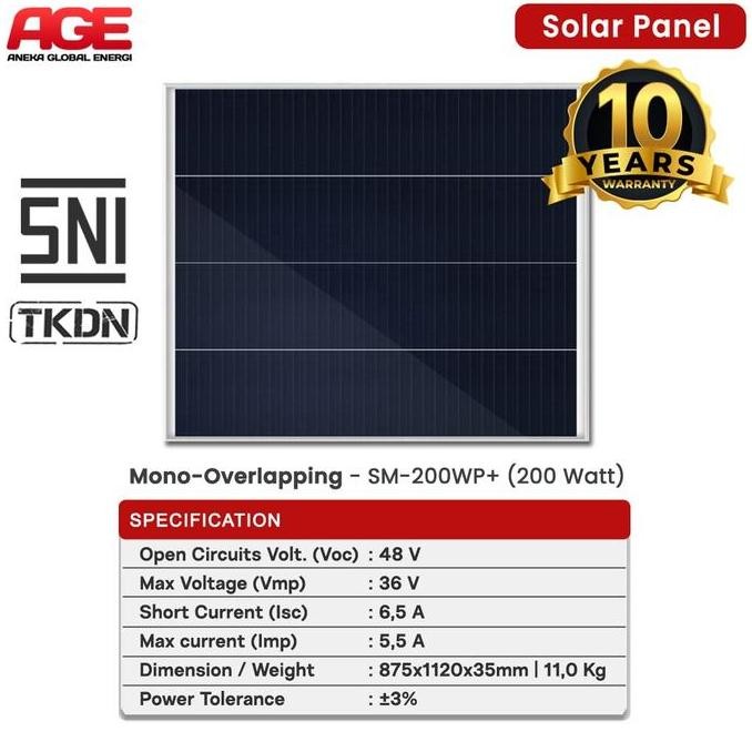 SUNWATT SOLAR PANEL SM-200WP HC (200 WATT) MONOCRYSTALLINE
