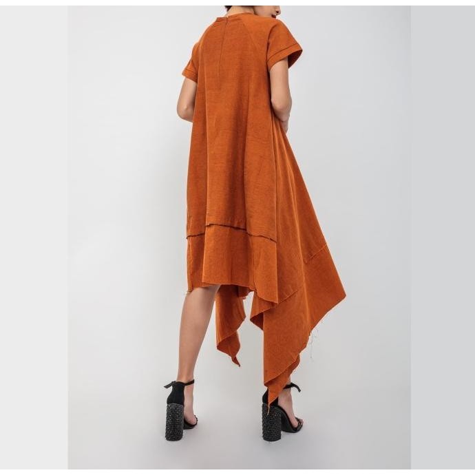 Oemah Etnik Orange Ehuang Tenun Dress