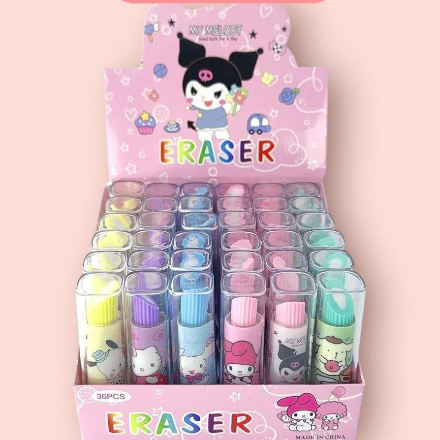 

1Box36Pcs Penghapus Pensil El Lipstik Beauty Lucu Imut Sti Lipstik Kter Eraser Bentuk Lipstik Beauty Warna Warni