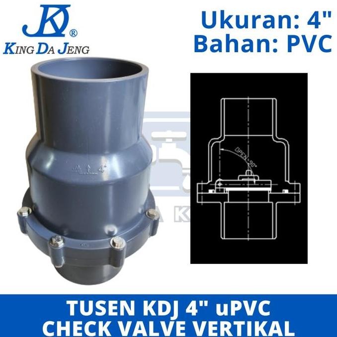 Tusen Klep uPVC 4 Inch Kdj Swing Check Valve Pvc 4 Dim Vertikal