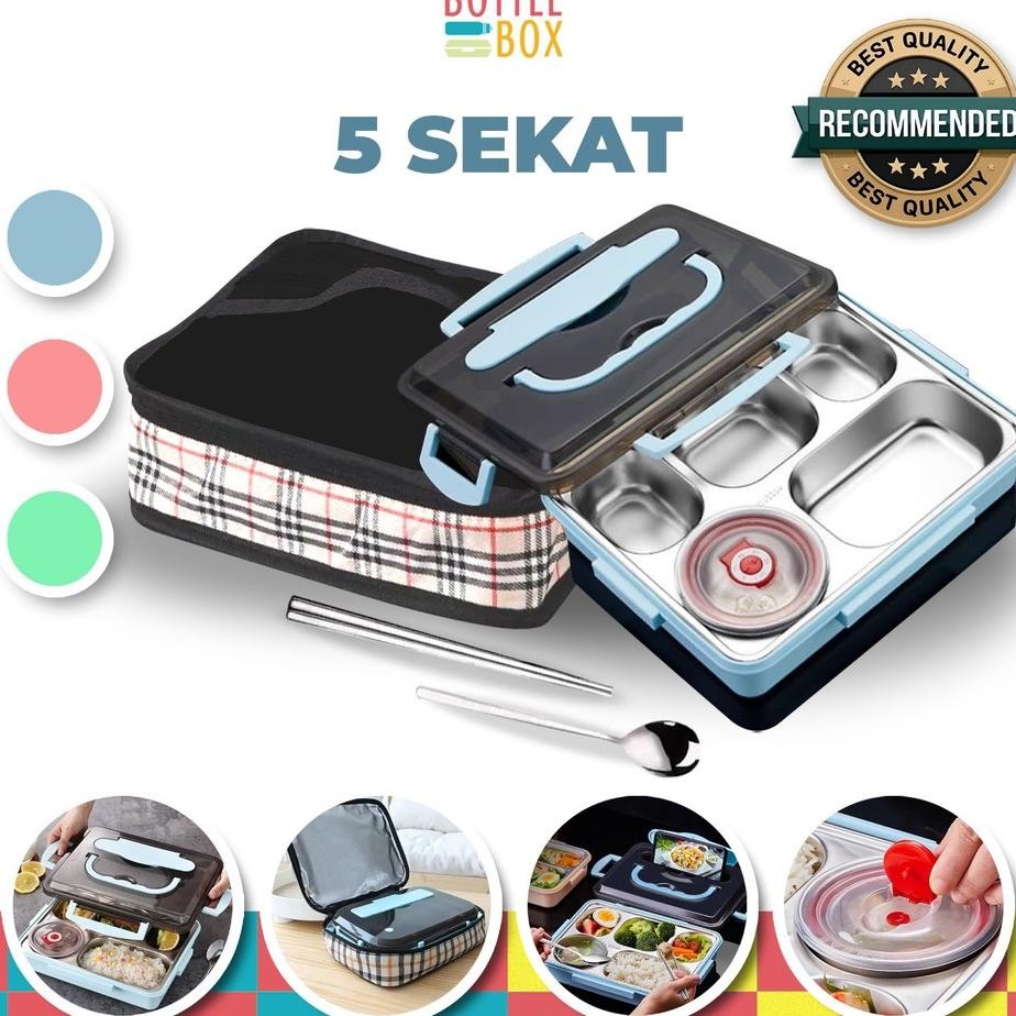 Kotak Makan Stainless Tas Lunch Box Stainless Free Tas Tahan Panas Dan Anti Tumpah Lunch Box Stainle