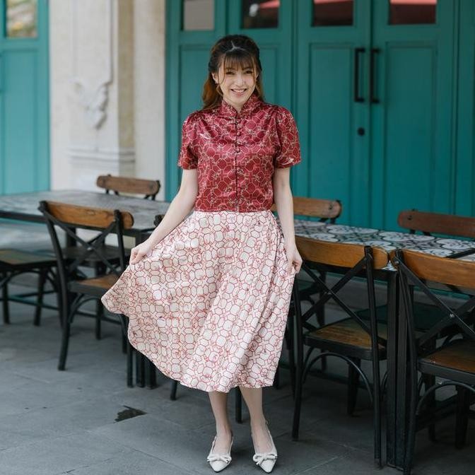 Bf888S Beatrice Clothing Calia Blouse - Atasan Wanita Kerah Shanghai Motif Ah67