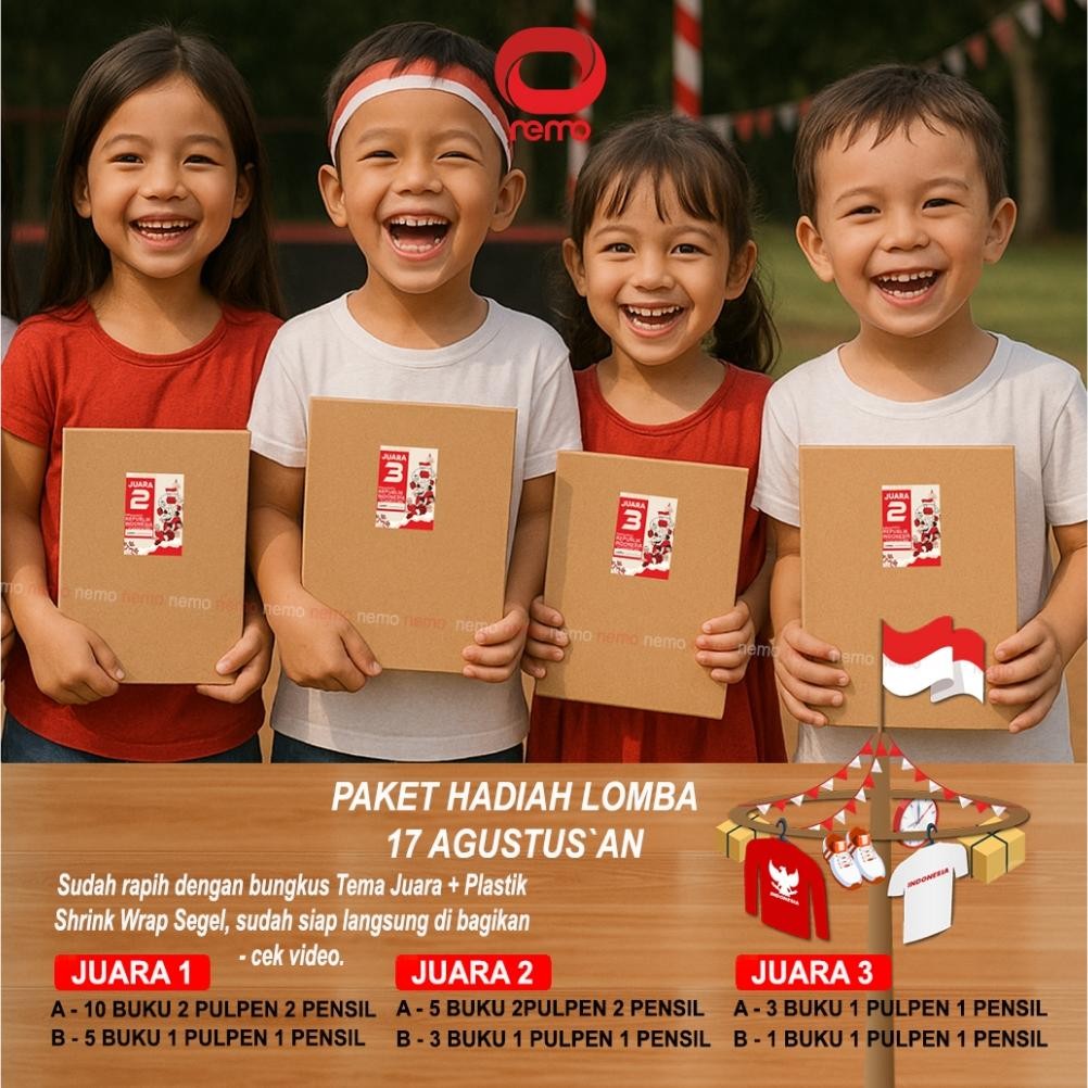 

Gr-8 Hadiah Lomba 17 Agustus - Hadiah Hut Ri Paket Buku Atk Murah - Coklat
