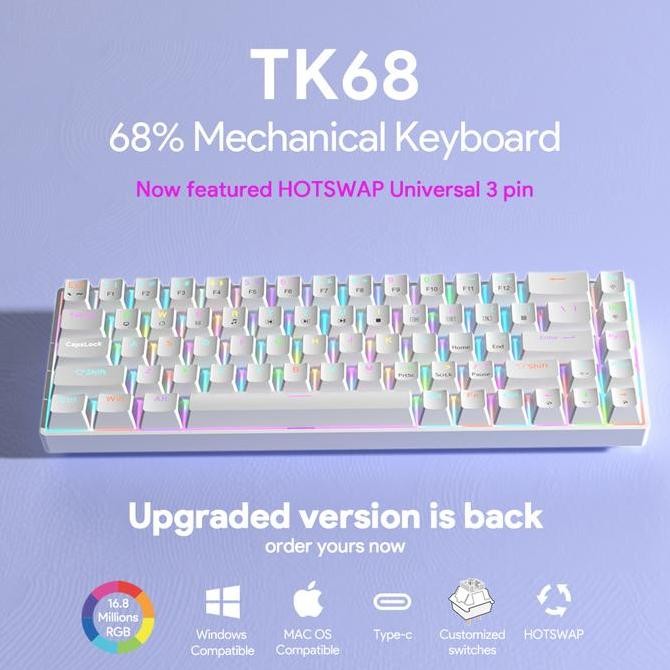 Zifriend Tk68 68% Layout Mechanical Keyboard Co
