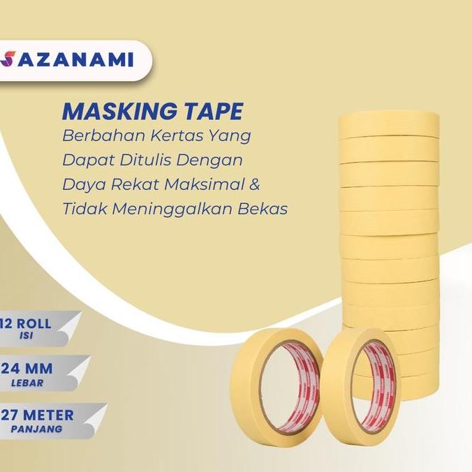

TERMURAH - Lakban Kertas Masking Tape " 24mm x 27m Sazanami Tape isolasi kertas