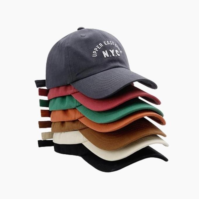 DS7 >> Topi Distro Baseball Pria Wanita Dewasa Outfit Gaya Korea Motif N.Y.C Casual Cap Warna Merah 