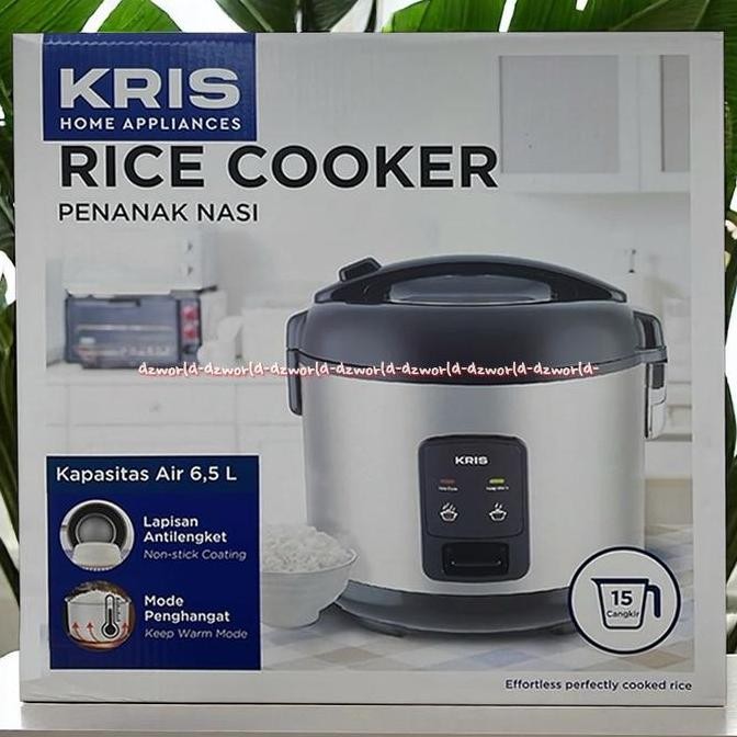 Kris Rice Cooker 6.5L Penanak Nasi Memasak Menghangatkan Nasi 6.5Liter Krisbow Warna Silver Ricecook