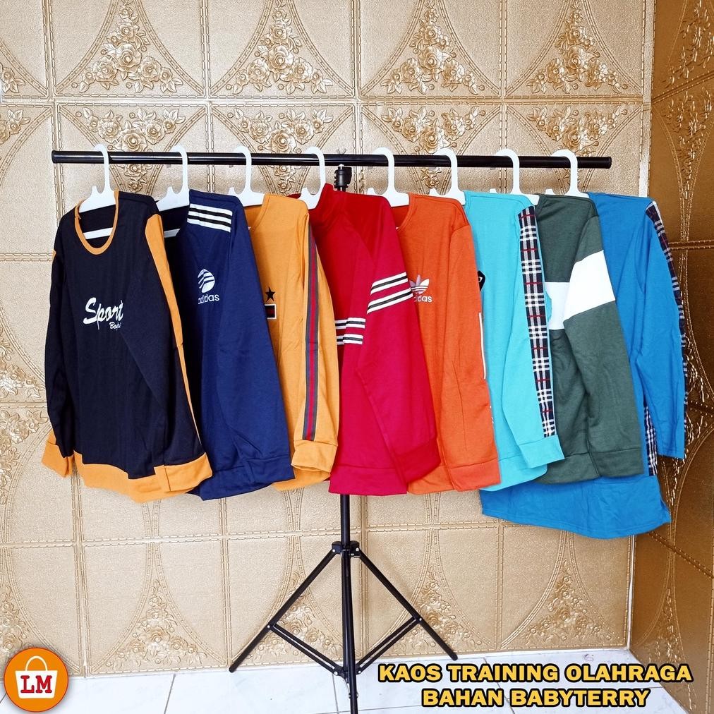 Fx-76 Lm Kaos Training Lengan Panjang Pria Wanita Unisex Babyterry Kaos Sport Olahraga Jumbo Size Xl