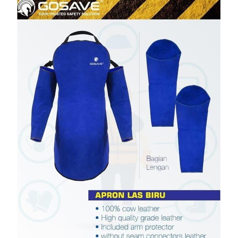 APRON LAS SET GOSAVE KULIT BADAN TANGAN SERAGAM BAJU LAS SAFETY ORIGINAL DAN TERPERCAYA