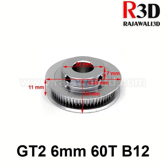 GT2 TIming Pulley 60 Teeth Bore 12mm Belt 6mm