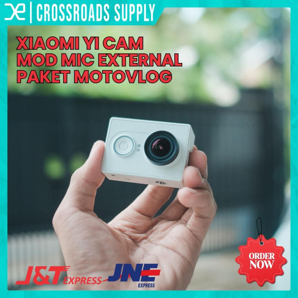 Action Cam Yi Cam Mod Mic External Paket Motovlog Warna Putih Mulus Bergaransi