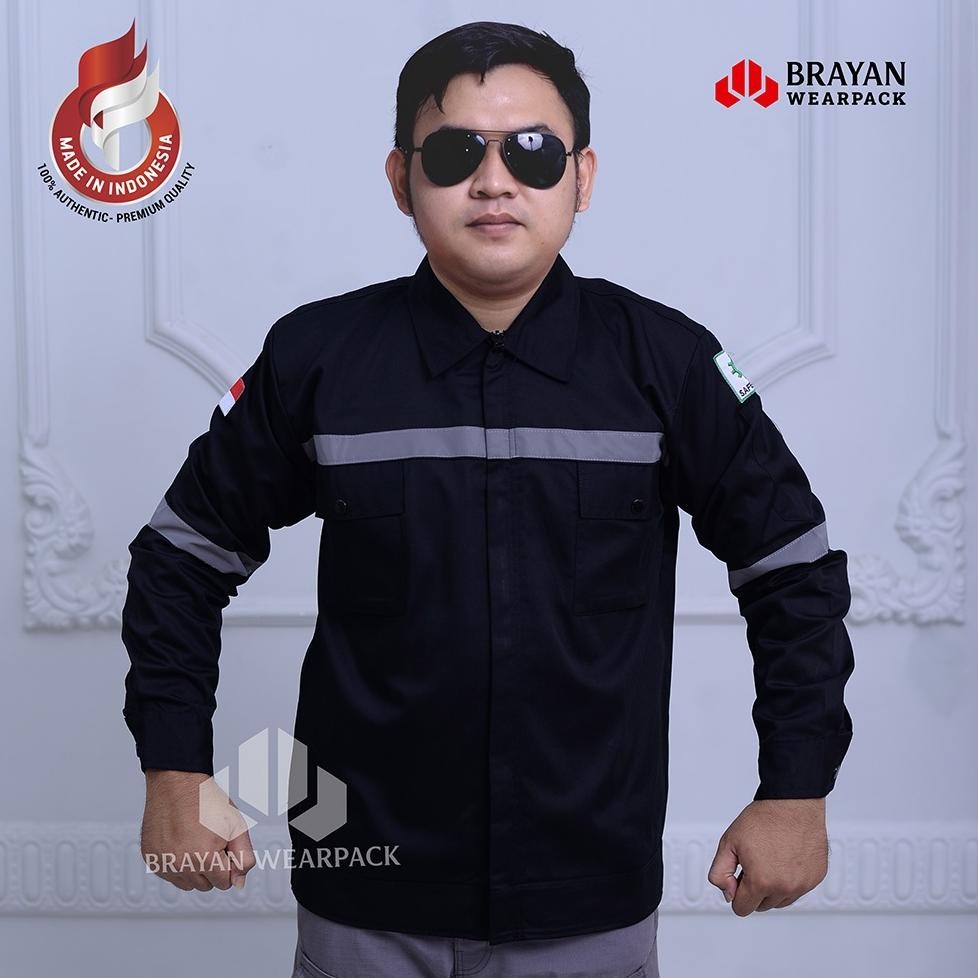 Ready!! WEARPACK SAFETY ATASAN BAJU KERJA PROYEK PDL HITAM MAROON POLOS KOMBINASI