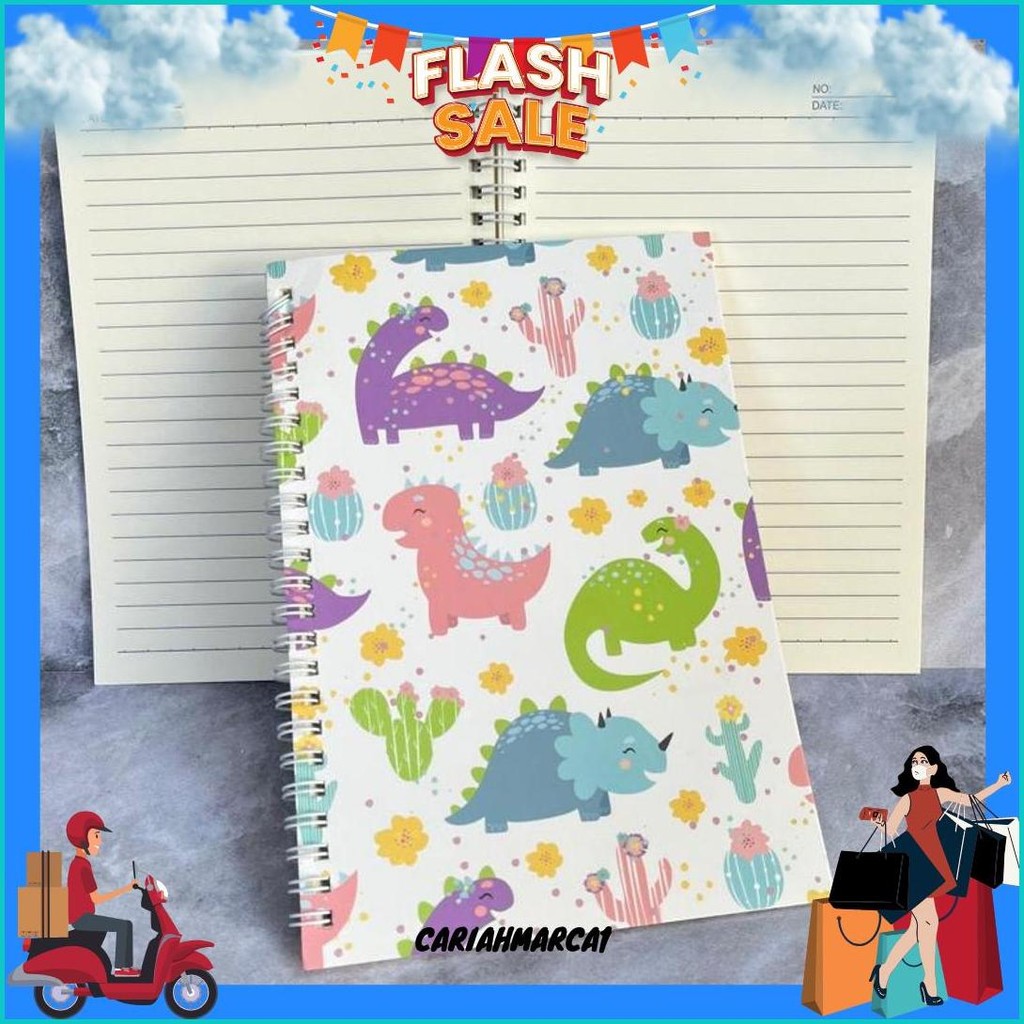 

Buku Ring A5 Karakter Dino Dinosaurus Notes Binder Tulis Karakter Lucu Tulis Bisa Cod
