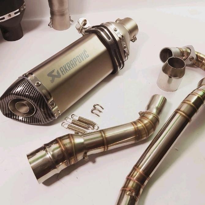 Knalpot DTracker KLX CRF WR AKRAPOVIC TITAN CARBON FULLSYSTEM PNP TINGGAL PASANG Kendaraan Mesin Mot