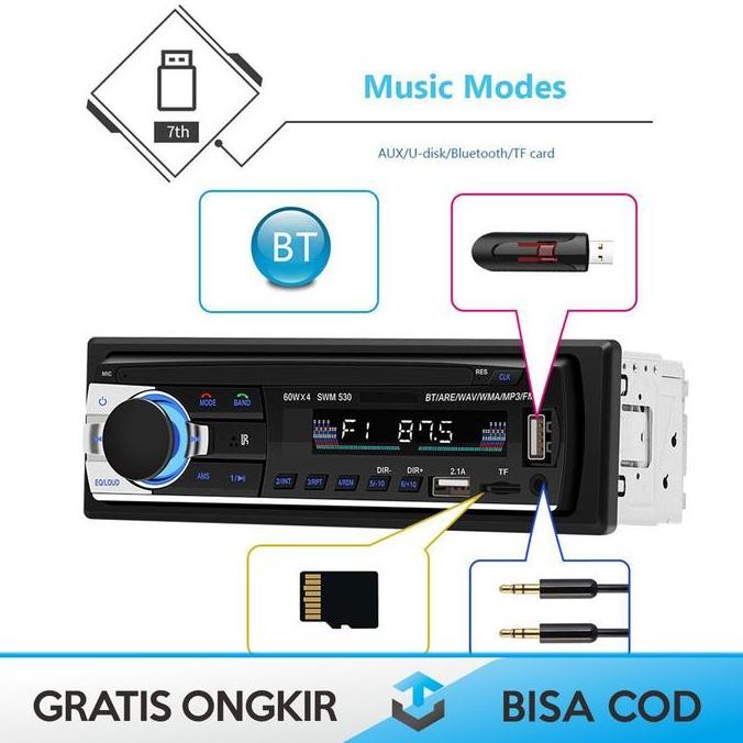 DB56>> TAPE MOBIL BLUETOOTH JSD-530 TAFFWARE ORIGINAL AUDIO SINGLE DIN MURAH