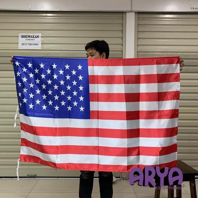 Grosir Bendera Negara Amerika Serikat Bahan Satin Ukuran 90X135Cm