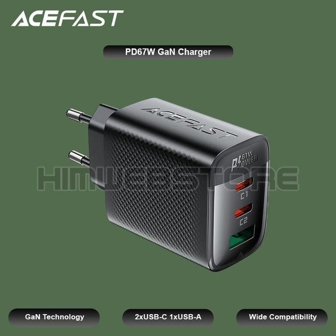 Kepala Charger Adaptor Gan 67W FAST PWRup A08 USB-C Charger Super Fast Charging Macbook Pro