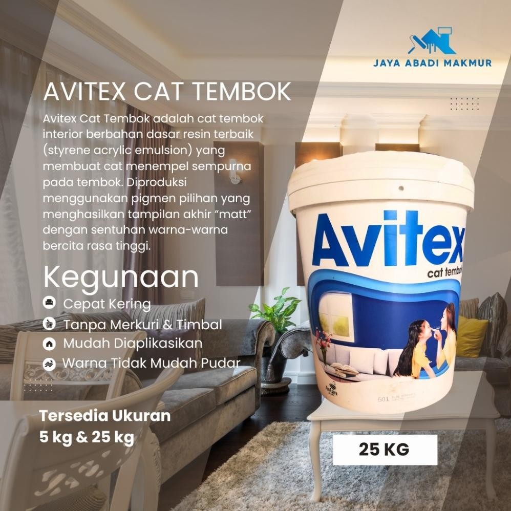 Avian Brands Avitex Cat Tembok 25 kg / Cat Tembok Interior / Warna Custom / Avian Tinting aSt