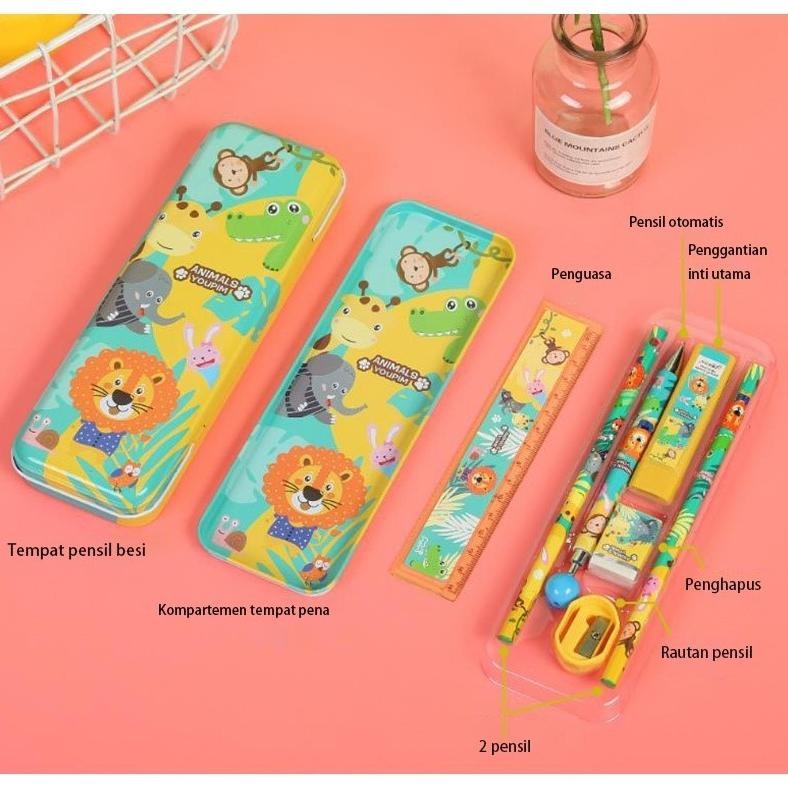 

Rd-67 Tempat Pensil Stainless Full Isi Sekolah / Kotak Pensil / Alat Tulis/Cute Stationery Untuk Hadiah Anak / Kotak Pensil Anak Set 7In1 Rd-67