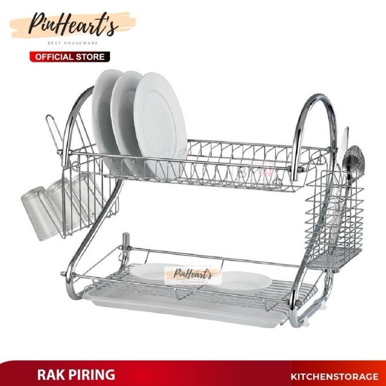 RAK PIRING STAINLESS STEEL TEBAL RAK PERALATAN DAPUR 2 SUSUN TINGKAT DISH DRAINER MINIMALIS STAINLES