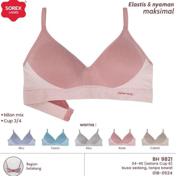 Sorex Bra Busa Sedang Tanpa Kawat Kait 2 Setara Cup A-B Cup 3/4 Harian BH 9821