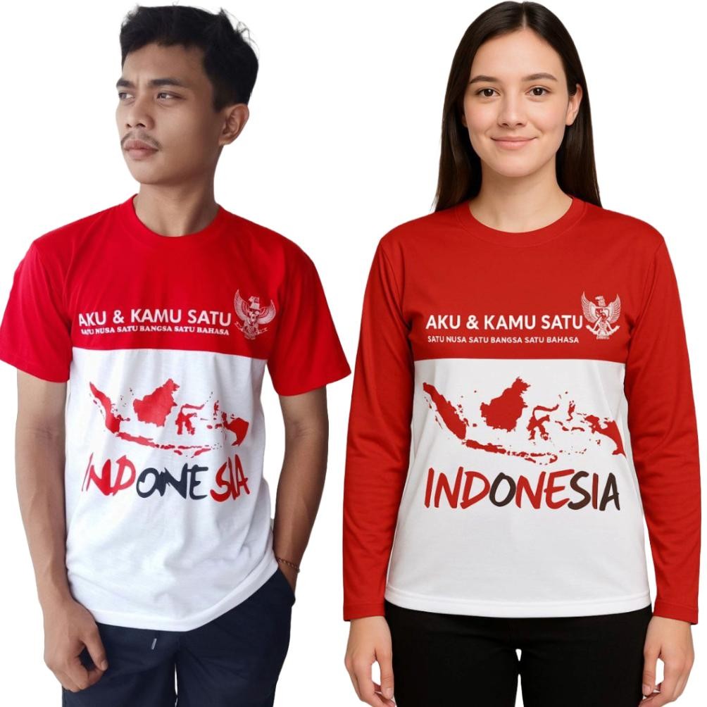 Mega Sale Kaos Couple  17 Agustus 2025 / Kaos Wanita Pria / Kaos Wanita / Big Size / Kaos Merah Puti