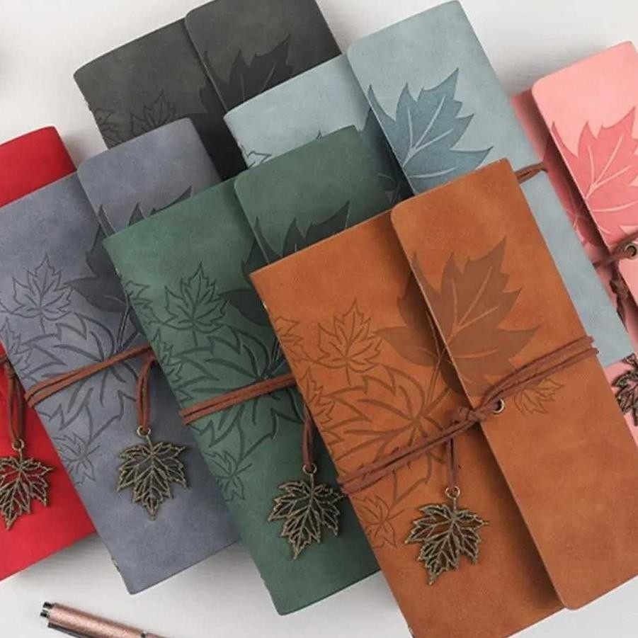 

Toddi Buku Catatan Harian Binder Kulit Retro Maple Leaf Lda1