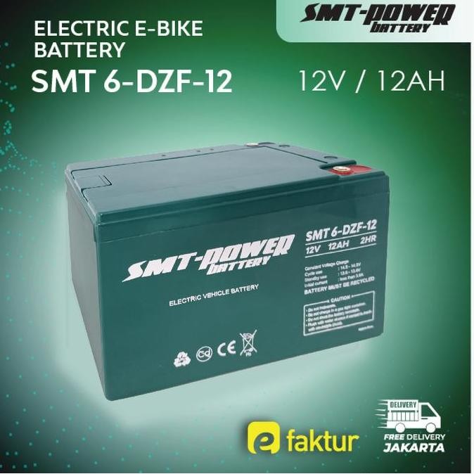 TERMURAH - BATTERY SMT 6-DZF-12 12V 12AH 2HR - AKI SEPEDA LISTRIK SELIS INDOBIKE