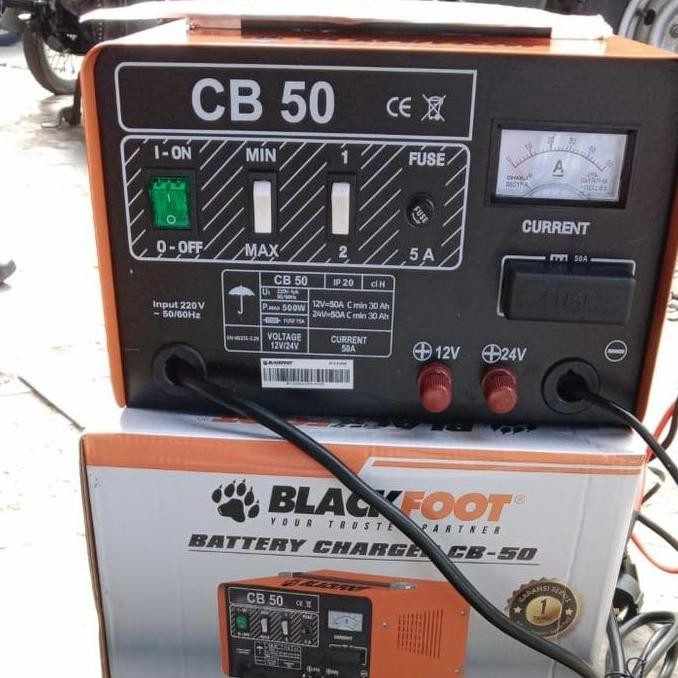 Charger Aki Mobil Motor 50A Cas Aki Otomatis Accu Charger BlackFoot