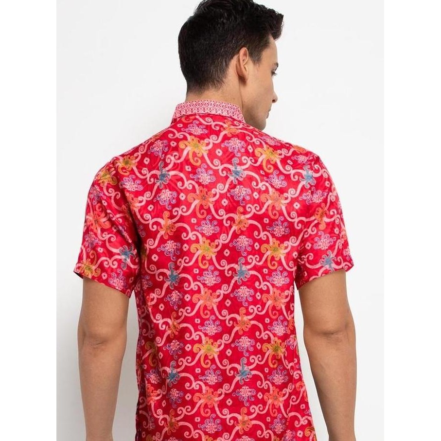 Murah Arjuna Weda Hem Pria Motif Batik Cumikan - Regular Fit | Bahan Jacquard | Lengan Pendek | Kant