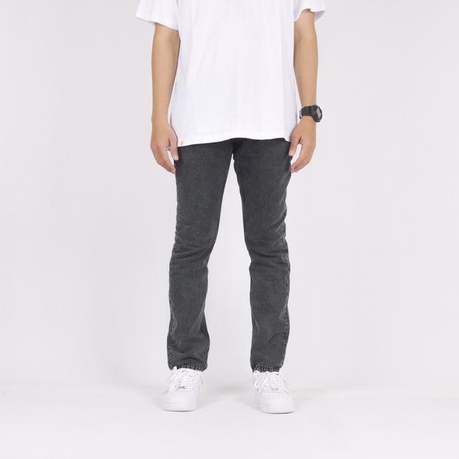 Sale Superego Celana Jeans Pria Slim Tapered Denim Snow Smoke Grey