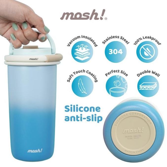 Mosh Latte Straw Gradient Tumbler - Botol Minum Stainless Steel 700ml - Blue