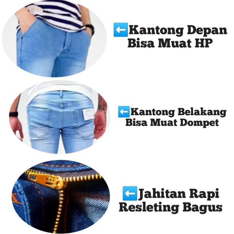 Cod Celana Jeans Sobek Pria - Ripped Jeans - Celana Slim Fit Pria Motif Sobek Lea