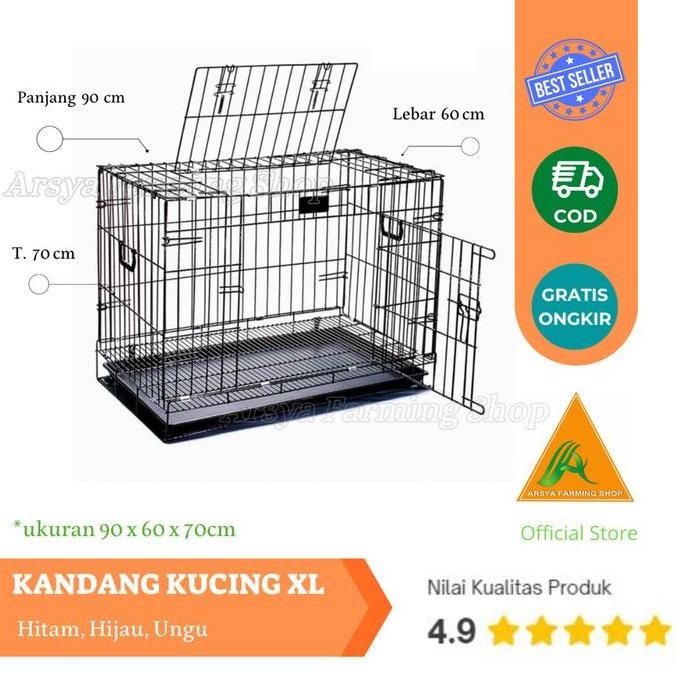 HARGA DISC - Kandang Kucing Size XL ( 90x60x70 ) - Hitam