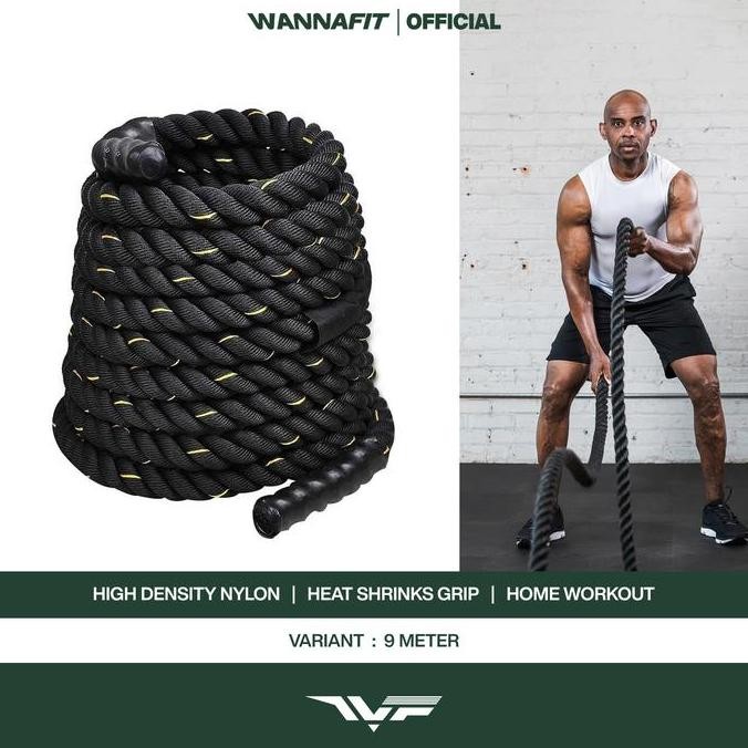 WANNAFIT Battle Rope | Olahraga Tangan & Kaki | Alat Olahraga Rumah FT