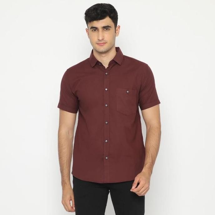 Sale Code Male - Brave Kemeja Pria Basic Dark Maroon Slimfit