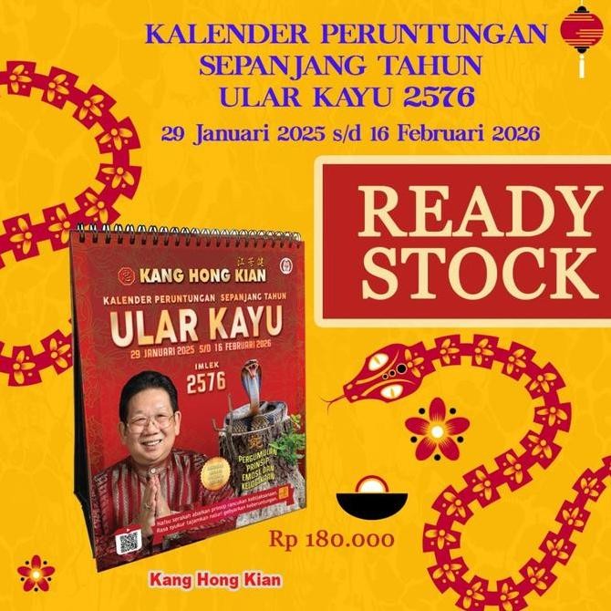 

BEBAS ONGKIR - Ready !!! Kalender Tahun 2025 Kang Hong Kian Tahun Ular Kayu Imlek 2576