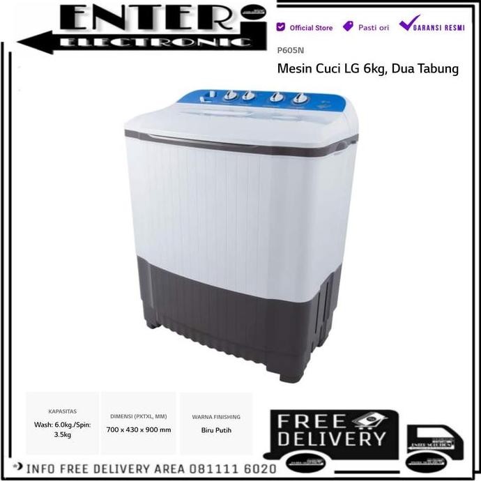 TERBARU - LG TWIN TUB P605N - LG MESINCUCI 6 KG MESIN CUCI 2 TABUNG LG 6 KG