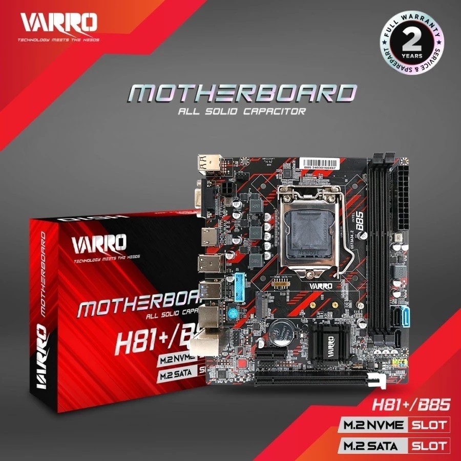 Motherboard Varro H81+/ B85 Support M.2 NVMe & M.2 SATA Intel LGA 1150