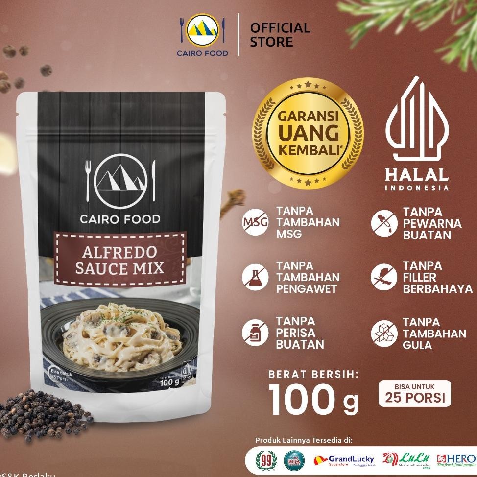 

Bumbu Alfredo Sauce Mix Sehat Tanpa Msg, 100% Rempah Murni|CairoFood - 100 Gram