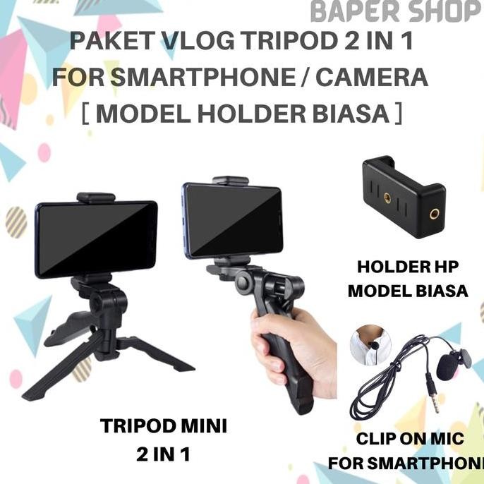 Paket Vlog Hp Vlogger Vlogging Smartphone Tripod Streaming / Youtube / Smule Lengkap Dengan Micropho