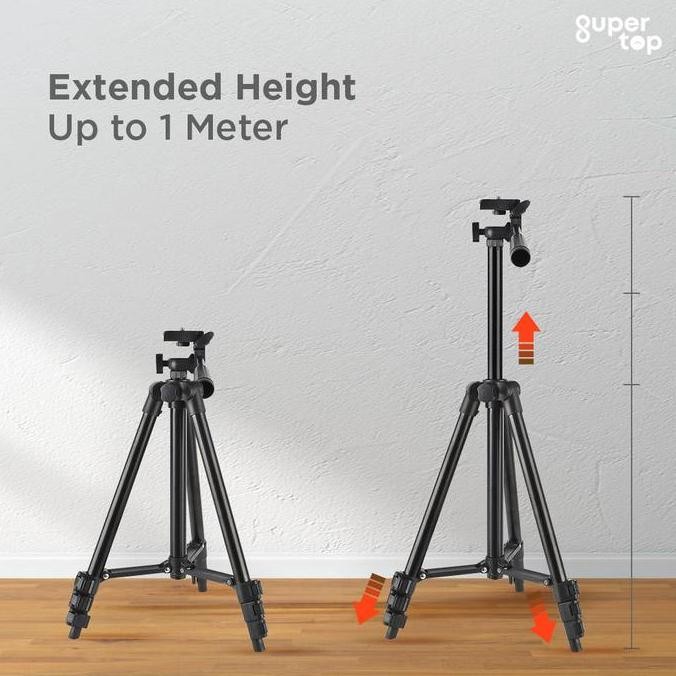 Tripod Hp Dan Kamera 1 Meter Bluetooth Free Holder 360 Derajat Tripot Stand Handphone + Remote Bluet